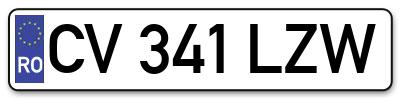 Placuta inmatriculare numar auto  CV-341-LZW, CV 341 LZW, CV341LZW