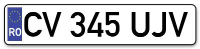 Placuta inmatriculare numar auto  CV-345-UJV, CV 345 UJV, CV345UJV