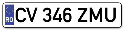 Placuta inmatriculare numar auto  CV-346-ZMU, CV 346 ZMU, CV346ZMU