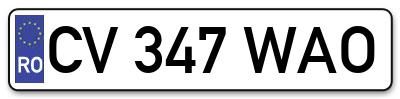 Placuta inmatriculare numar auto  CV-347-WAO, CV 347 WAO, CV347WAO