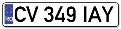Placuta inmatriculare numar auto  CV-349-IAY, CV 349 IAY, CV349IAY