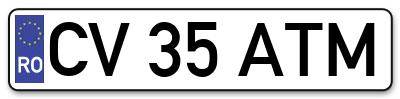 Placuta inmatriculare numar auto  CV-35-ATM, CV 35 ATM, CV35ATM