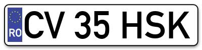 Placuta inmatriculare numar auto  CV-35-HSK, CV 35 HSK, CV35HSK