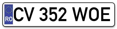 Placuta inmatriculare numar auto  CV-352-WOE, CV 352 WOE, CV352WOE