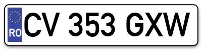 Placuta inmatriculare numar auto  CV-353-GXW, CV 353 GXW, CV353GXW