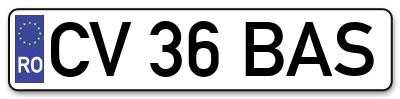 Placuta inmatriculare numar auto  CV-36-BAS, CV 36 BAS, CV36BAS