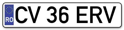 Placuta inmatriculare numar auto  CV-36-ERV, CV 36 ERV, CV36ERV