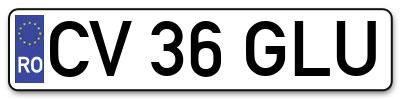 Placuta inmatriculare numar auto  CV-36-GLU, CV 36 GLU, CV36GLU