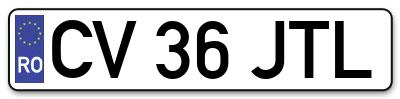 Placuta inmatriculare numar auto  CV-36-JTL, CV 36 JTL, CV36JTL