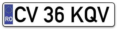 Placuta inmatriculare numar auto  CV-36-KQV, CV 36 KQV, CV36KQV