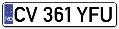 Placuta inmatriculare numar auto  CV-361-YFU, CV 361 YFU, CV361YFU
