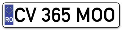 Placuta inmatriculare numar auto  CV-365-MOO, CV 365 MOO, CV365MOO