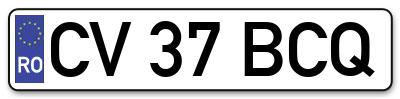 Placuta inmatriculare numar auto  CV-37-BCQ, CV 37 BCQ, CV37BCQ