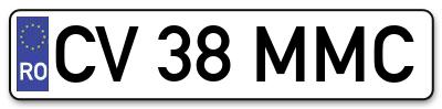 Placuta inmatriculare numar auto  CV-38-MMC, CV 38 MMC, CV38MMC
