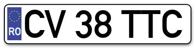 Placuta inmatriculare numar auto  CV-38-TTC, CV 38 TTC, CV38TTC