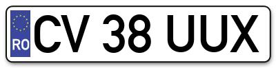 Placuta inmatriculare numar auto  CV-38-UUX, CV 38 UUX, CV38UUX