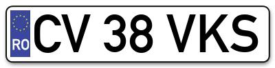 Placuta inmatriculare numar auto  CV-38-VKS, CV 38 VKS, CV38VKS