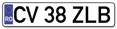 Placuta inmatriculare numar auto  CV-38-ZLB, CV 38 ZLB, CV38ZLB