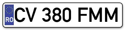 Placuta inmatriculare numar auto  CV-380-FMM, CV 380 FMM, CV380FMM