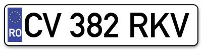 Placuta inmatriculare numar auto  CV-382-RKV, CV 382 RKV, CV382RKV