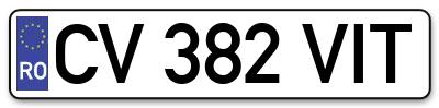Placuta inmatriculare numar auto  CV-382-VIT, CV 382 VIT, CV382VIT