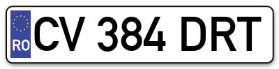 Placuta inmatriculare numar auto  CV-384-DRT, CV 384 DRT, CV384DRT
