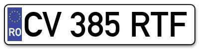 Placuta inmatriculare numar auto  CV-385-RTF, CV 385 RTF, CV385RTF
