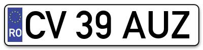 Placuta inmatriculare numar auto  CV-39-AUZ, CV 39 AUZ, CV39AUZ