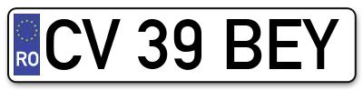 Placuta inmatriculare numar auto  CV-39-BEY, CV 39 BEY, CV39BEY