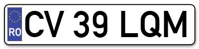 Placuta inmatriculare numar auto  CV-39-LQM, CV 39 LQM, CV39LQM