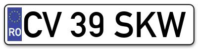 Placuta inmatriculare numar auto  CV-39-SKW, CV 39 SKW, CV39SKW