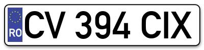 Placuta inmatriculare numar auto  CV-394-CIX, CV 394 CIX, CV394CIX