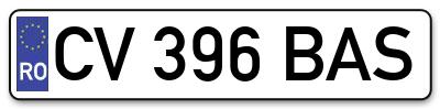 Placuta inmatriculare numar auto  CV-396-BAS, CV 396 BAS, CV396BAS