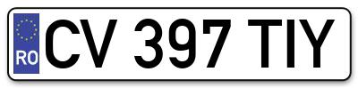Placuta inmatriculare numar auto  CV-397-TIY, CV 397 TIY, CV397TIY