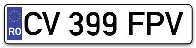 Placuta inmatriculare numar auto  CV-399-FPV, CV 399 FPV, CV399FPV