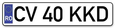 Placuta inmatriculare numar auto  CV-40-KKD, CV 40 KKD, CV40KKD