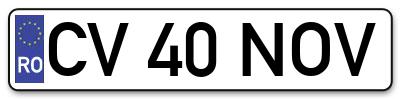 Placuta inmatriculare numar auto  CV-40-NOV, CV 40 NOV, CV40NOV