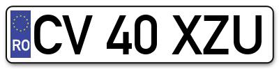 Placuta inmatriculare numar auto  CV-40-XZU, CV 40 XZU, CV40XZU