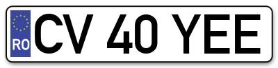Placuta inmatriculare numar auto  CV-40-YEE, CV 40 YEE, CV40YEE