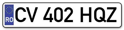 Placuta inmatriculare numar auto  CV-402-HQZ, CV 402 HQZ, CV402HQZ