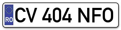 Placuta inmatriculare numar auto  CV-404-NFO, CV 404 NFO, CV404NFO