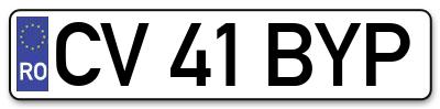 Placuta inmatriculare numar auto  CV-41-BYP, CV 41 BYP, CV41BYP