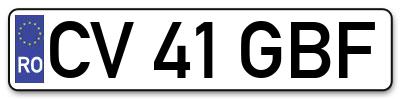 Placuta inmatriculare numar auto  CV-41-GBF, CV 41 GBF, CV41GBF