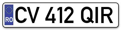 Placuta inmatriculare numar auto  CV-412-QIR, CV 412 QIR, CV412QIR