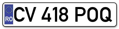 Placuta inmatriculare numar auto  CV-418-POQ, CV 418 POQ, CV418POQ