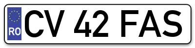 Placuta inmatriculare numar auto  CV-42-FAS, CV 42 FAS, CV42FAS