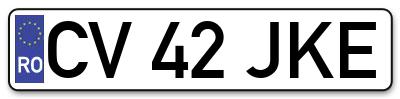 Placuta inmatriculare numar auto  CV-42-JKE, CV 42 JKE, CV42JKE