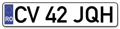 Placuta inmatriculare numar auto  CV-42-JQH, CV 42 JQH, CV42JQH
