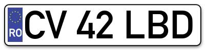 Placuta inmatriculare numar auto  CV-42-LBD, CV 42 LBD, CV42LBD