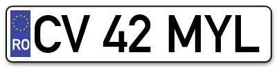 Placuta inmatriculare numar auto  CV-42-MYL, CV 42 MYL, CV42MYL